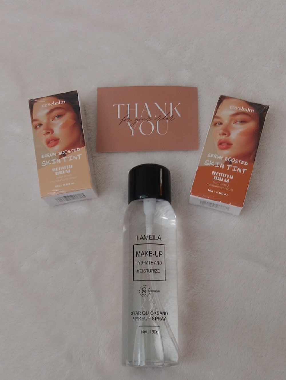 Lameila Makeup Hydrate Moisturize Spray & Covebalm Serum Boosted Skin Tint Set